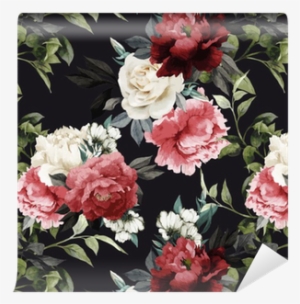 Seamless Floral Pattern With Roses, Watercolor - Behang Bloemen
