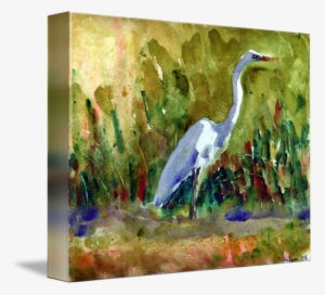 "white egret white bird watercolor painting wildli" - gallery-wrapped canvas art print 14 x 11 entitled white