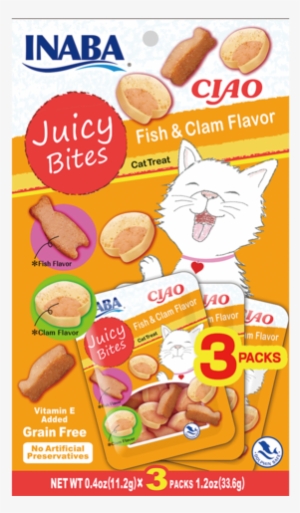Ciao Juicy Bites Fish & Clam Treats - Ciao Cat Grilled Extra Tender Chicken In Crab Broth
