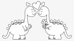 Dinosaurs In Clip Art - Valentine's Day Clip Art Black White