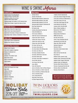 Wine & Swine Drink Menu