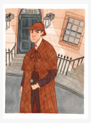 Sherlock Sherlock Holmes Illustration Watercolour Illustration - Vintage Clothing