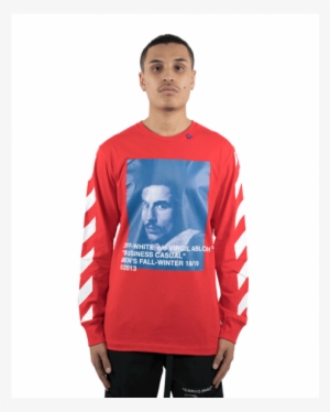 Off-white Diag Bernini L/s Tee Red/blue - Off White Hoodie Blue