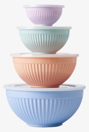 Melamine Stacking Storage Bowls Set Of 4 Shine Colours - Rice Melamin Schüssel