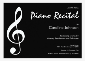 Elegant Modern Black Music Piano Concert Recital Invitation - Ashley Story Roedelius: Errata Cd