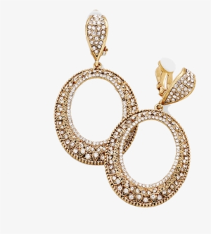 Picture Freeuse Download Gold Rhinestone Filigree Oval - Earring
