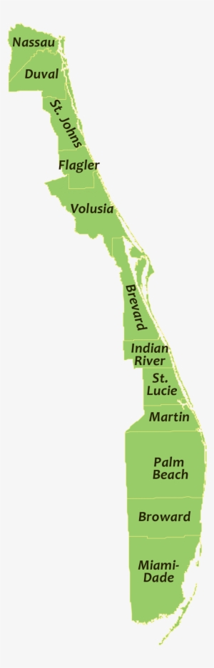 A Map Showing All Of The Coastal Counties On Florida's - Florida