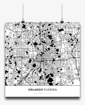 Premium Map Poster Of Orlando Florida - Florida