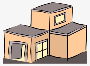 Salmon Coloured Building Image Free Library - Flat Roof Clipart