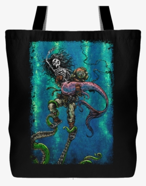 Day Of The Dead Artist David Lozeau, Tote Bag, Dia - Mermaid Skeleton Fanart