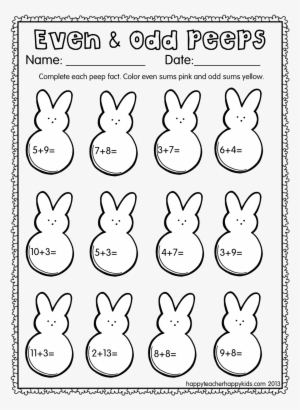 spring peeps madness - even and odd numbers worksheet activity