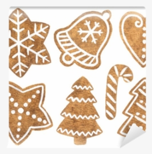 Hand Painted Watercolor Gingerbread Cookies Clip Art - Watercolor Painting