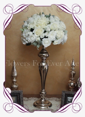 Hire White Dome On Silver Stand Flowers For Ever After - Flowers Wedding Table Stand