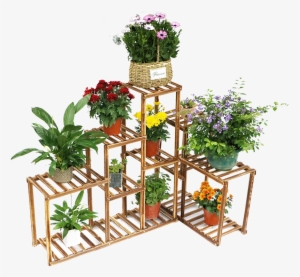 Wooden Plant Stand 10 Tier Flower Pot Display Rack - Wooden Corner Pot Stands