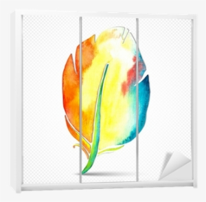 Vector Watercolor Feather Isolated Wardrobe Sticker - Watercolor Painting