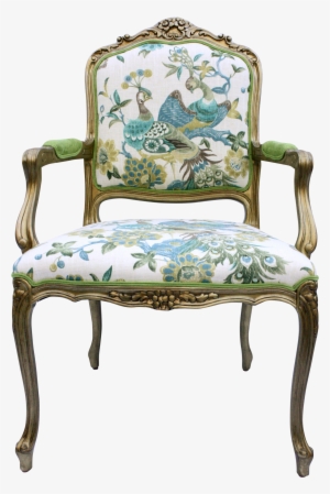 Gold Leaf Victorian Turquoise Peacock Arm Chair For - Preen Papaya Linen Fabric By The Yard