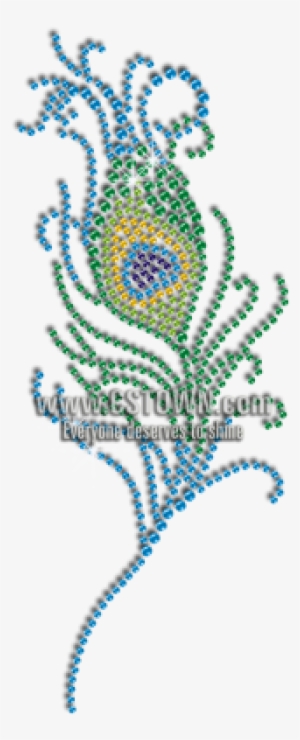 Custom Iron Diamante Peacock Feather Motif - Cross-stitch