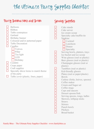 Party Supplies Checklist - Document