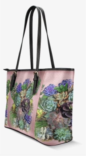 Large Succulent Display Leather Tote Bag/small - Succulent Gardens Shower Curtain - 71" By 74"