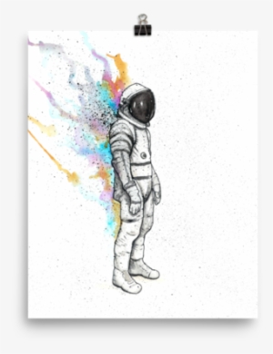 Rainbow Astronaut No - 'astronaut Heat' Giclee Watercolor Painting Print On