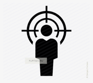 Vector Icon Of Male Person Standing Under Crosshair - Crosshair On Person