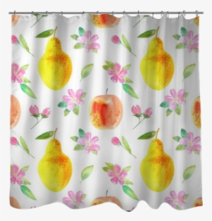Seamless Pattern With Apple,pear And Flower - Wallpaper