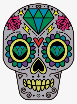 Picture Black And White Decorative Big Image Png - Day Of The Dead Skull Cartoon