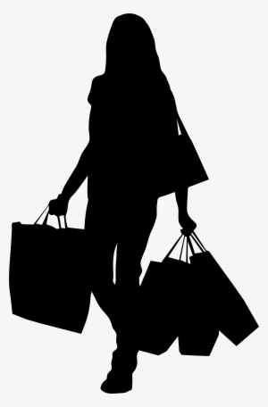 Graphic Library Stock Female With Shopping Bags Png - Silhouette With Shopping Bags