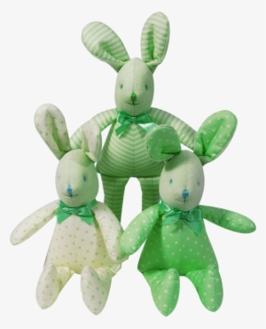Green Floppy Bunny Soft Toy Squeaker Set/3 - Stuffed Toy