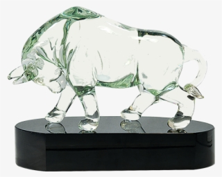 Clear Art Glass Bull - Stock Broker Bull Market Art Glass Award