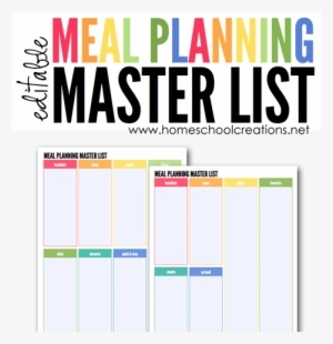 Editable Meal Planning Master List Organize Meals By - Master Meal Planning List