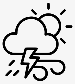 Weather Thunder Sun Wind Cloudy Lightning Comments - Sun And Thunder Black And White Clip Art