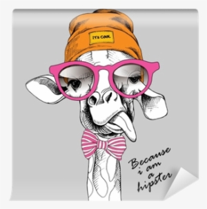Giraffe Portrait In A Hipster Hat And With Glasses Tableau Toile Girafe Cool 5 Transparent Png 400x400 Free Download On Nicepng - giraffe hat roblox