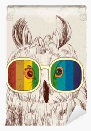 Vector Sketch Of Owls With Glasses - Illustration