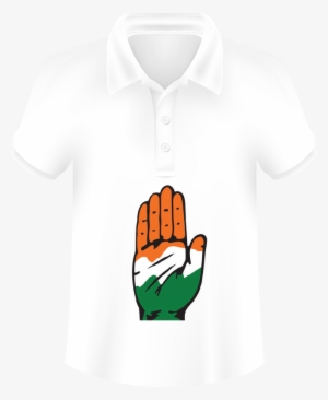Congress Logo Printed T-shirts In White Color - Congress Party Logo Hand