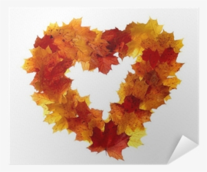 Heart-shaped Frame Of Colorful Maple Leaves Isolated - Heart