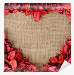 Heart Shaped Frame Made From Red Petals Wall Mural - Red Rose Petals Background