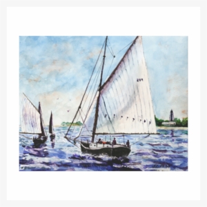 sailing along fine art sailboats watercolor stretched - watercolor painting