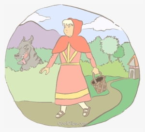 Little Red Riding Hood Royalty Free Vector Clip Art - Big Bad Wolf