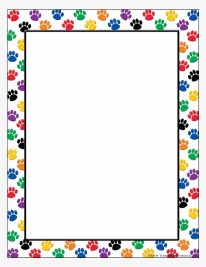 Colorful Paw Prints Computer Paper - Colorful Paw Print Border