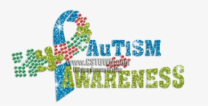 Autism Awareness Ribbon Glitter Rhinestone Transfer - Graphic Design