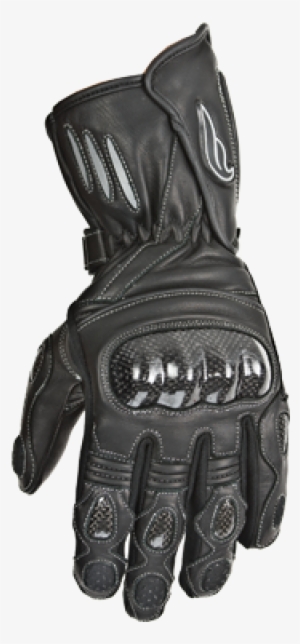 Black Gauntlet Carbon Fiber Leather Gloves - Motorcycle