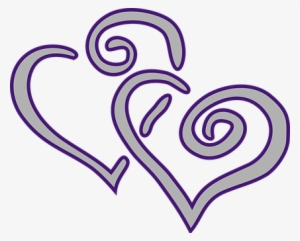 Hearts, Two, Purple, Love, Romance - Purple And Silver Hearts