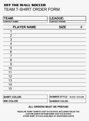Soccer Team T Shirt Order Form Template Main Image - Team Registration Form For Soccer