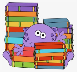 Monster Surrounded By Books - Monster Book Clip Art