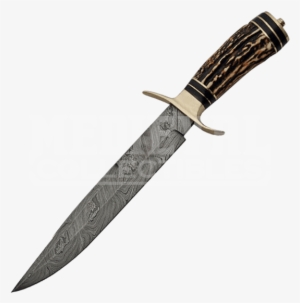 Stag Handle Damascus Hunting Knife - Szco Supplies Damascus Iron Maiden Hunting Knife