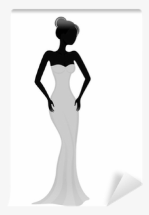 Silhouette Of A Girl In White Evening Dress Wall Mural