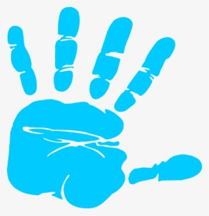 Blue Hand Print Clip Art At Clker - Kid Handprint Clipart