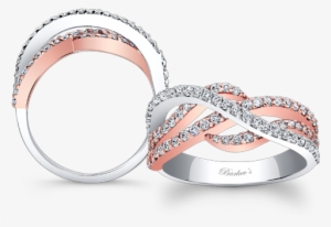 Womens Wedding Bands - 2 Tone White And Rose Gold Wedding Band