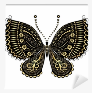 Fantasy Vintage Black-gold Butterfly Wall Mural • Pixers®